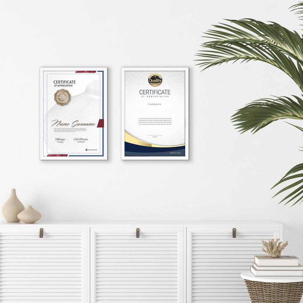 Vasemouh A4 Award Frame Wall Mounted and Tabletop Frame 210x297mm Photo Frame White 1 Piece