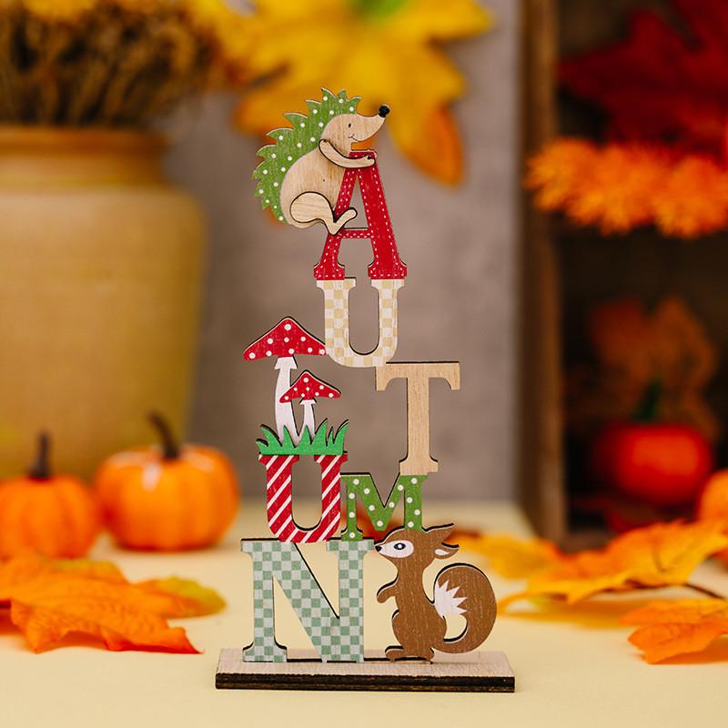 Season Delightful Harvest Owl And Squirrel Wooden Display Piece For Celebrations Thanksgiving