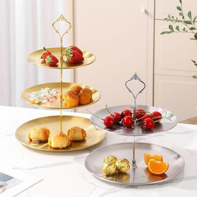 Nordic Style Stainless Steel Three-Tier Fruit Bowl Rack for Desserts and Snacks