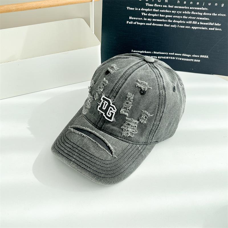 

Американская ретро старая стиранная рваная бейсболка женская универсальная личность защита от солнца бейсболка с широкими полями показывающая маленькое лицо adjustable