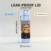 1PC Two Stacked Fluffy Cats 750ml Color Plastic Sports Water Bottle Leakproof Flip Straw Lid For Sports Office Home Use