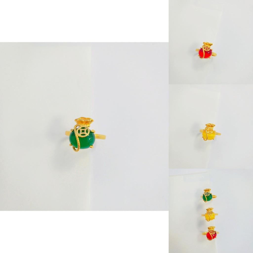 Fashionable Vietnamese Coin Pouch Ring Delightful Gold Plated Brass Ring With Adjustable Fit