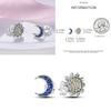 Sparkling Blue Zircon Hoop Earrings Pave U Shape Star Devil Eyes Circle S925 Drop Earring Fit Original Party Jewelry