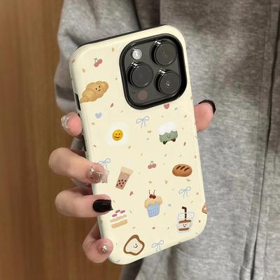Bread Coffee Applicable Apple 17promax Cartoon Cute iPhone16Pro Lens All-inclusive 15 Two-in-one