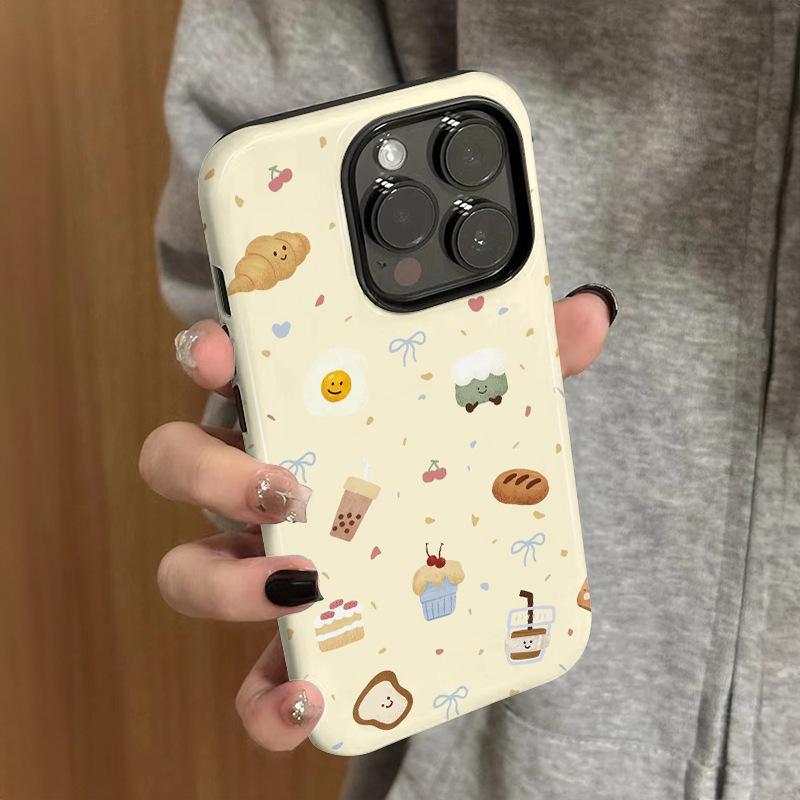 Bread coffee applicable Apple 17promax cartoon cute iPhone16Pro lens all-inclusive 15 two-in-one
