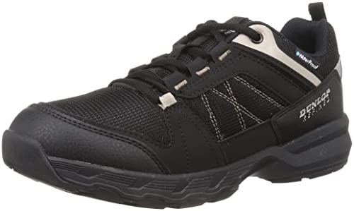 DUNLOP REFINED DU6001 Men's Waterproof Wide 4E Outdoor Walking Sneakers, Black, Size 26.0 cm