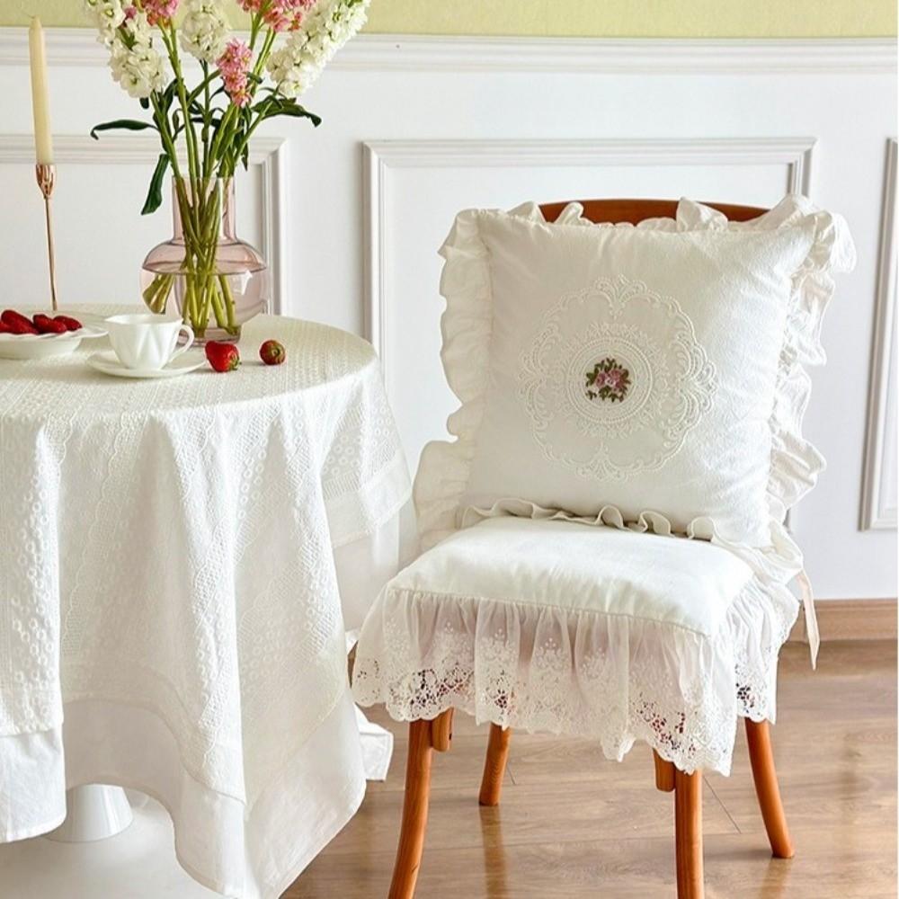 New Embroidered Pillow Cover French Lace Washable Cushion Cover Comfortable with Lotus Frill Soft Pillowcase