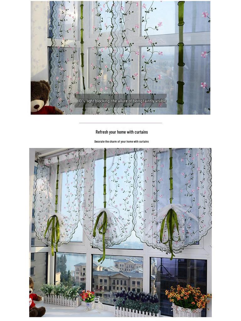 Liftable Semi-Blackout Roman Shade Wisteria Curtain for Living Room, Bedroom, and Study