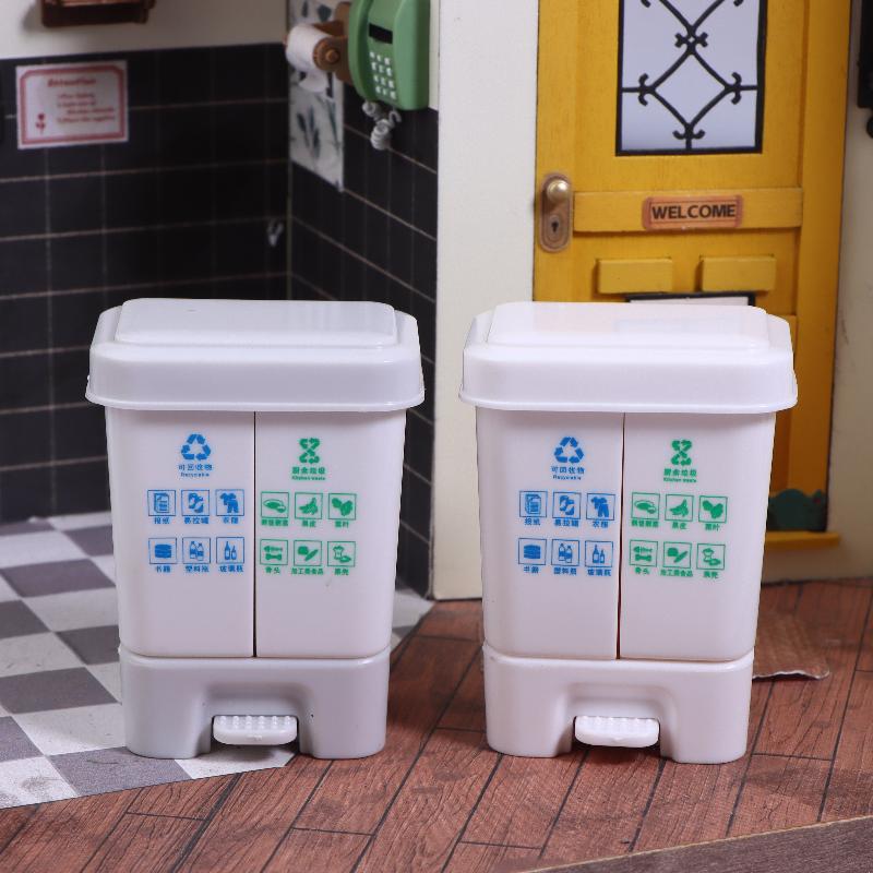 Doll House Mini Kitchenware Model Mini Classified Trash Can Shooting Scene Props