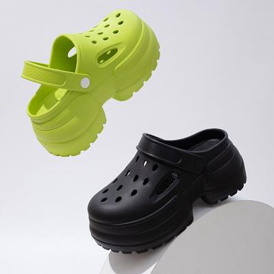 Καλοκαιρινά γυναικεία παπούτσια με διάτρητο χοντρό πάτο, με παντόφλες στο εξωτερικό, ψηλά παπούτσια με κούφια