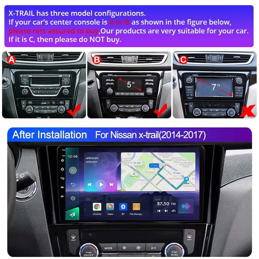 10'' 2 Din Android Car Radio Multimedia For Nissan X-TRAIL X Trail T32 Qashqai 2 J11 2014-2017 Autoradio Carplay Gps NO Dvd Player