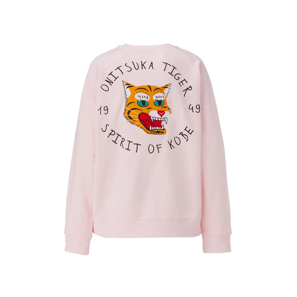 ONITSUKA TIGER Logo Letter Print Animal Pattern Embroidered Casual Crew Neck Pullover Long Sleeve Sweatshirt Unisex Sweatshirt Pink 2183B182-700