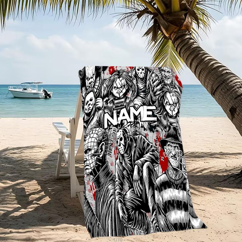 Customizable Personalized Beach Towels Horror Movies Themed designs.Suitable for the Beach, Yoga, Sports;ideal As Beach Accessories