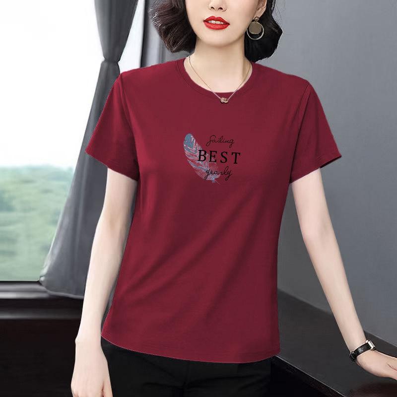 

Women s Plus Size Printed Short Sleeve T-Shirt - Casual, Stylish, Loose Fit with Slimming Effect L