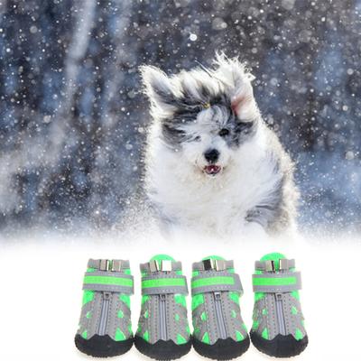 4Pcs Dog Shoes Reflective Breathable Mesh Fabric Zipper Closure Puppy Sport Boots for Walking