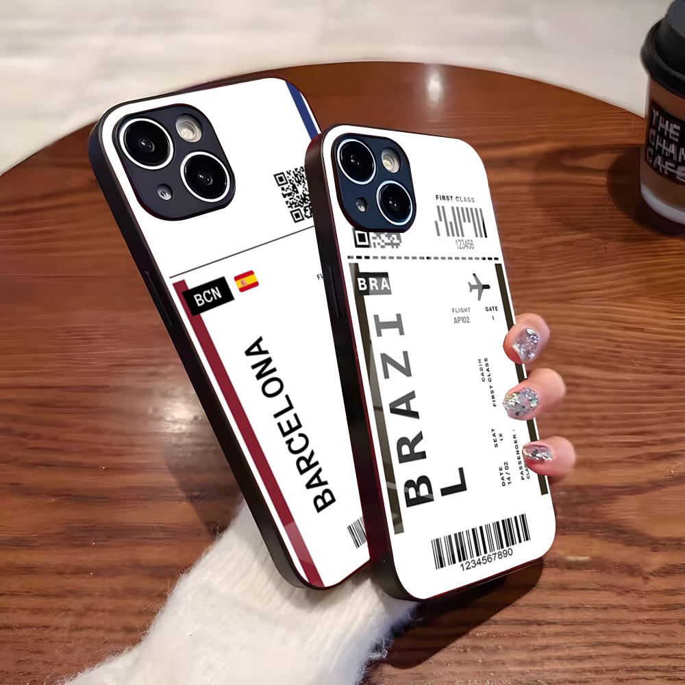 Plane Fight Ticket Phone Case For IPhone 17 Pro Max 16 15 14 Pro Max 13 11 Plus Glass Cover