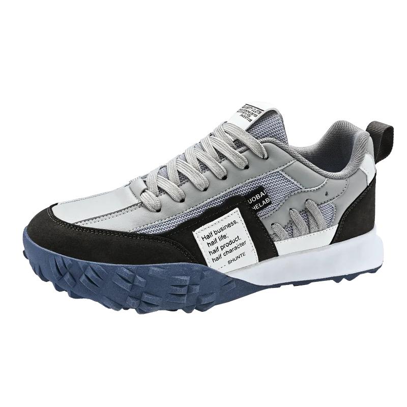 

Trend New Men s Shoes Breathable Casual Sports Shoes Student Running Sneakers Comfortable Anti-slip Lace Up Casual Walking Shoe 44 серый