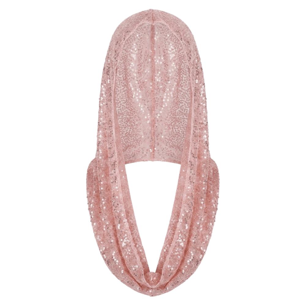 

Lace Glitter Turban Polyester Hooded Headscarf New Pullover Hat Halloween розовый