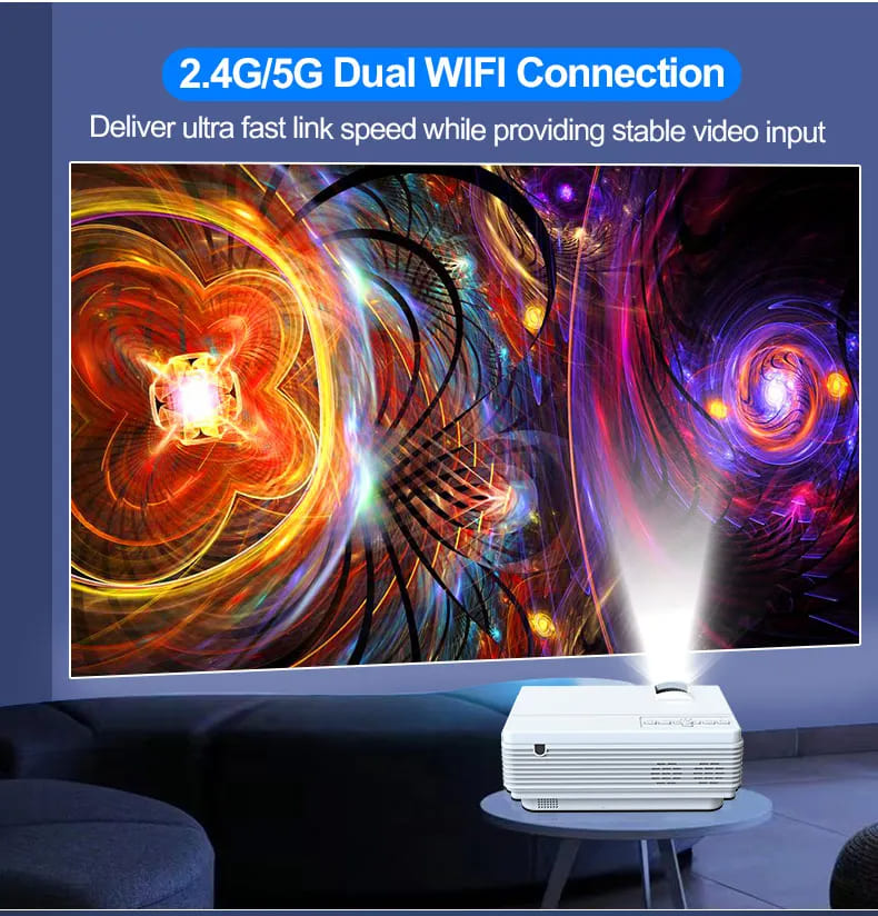 Leistungsstarker tragbarer Projektor 4k 1920*1080P HD-Auflösung Intelligente Steuerung 5G WiFi BT5.0 Heimkino Outdoor-Film-LED-Projektor
