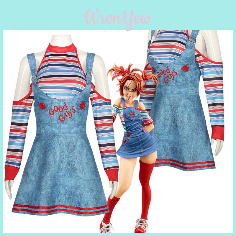 Sweet Dada Circus Clown Costume Halloween Cosplay Horror Doll Maid Dress Revival Set