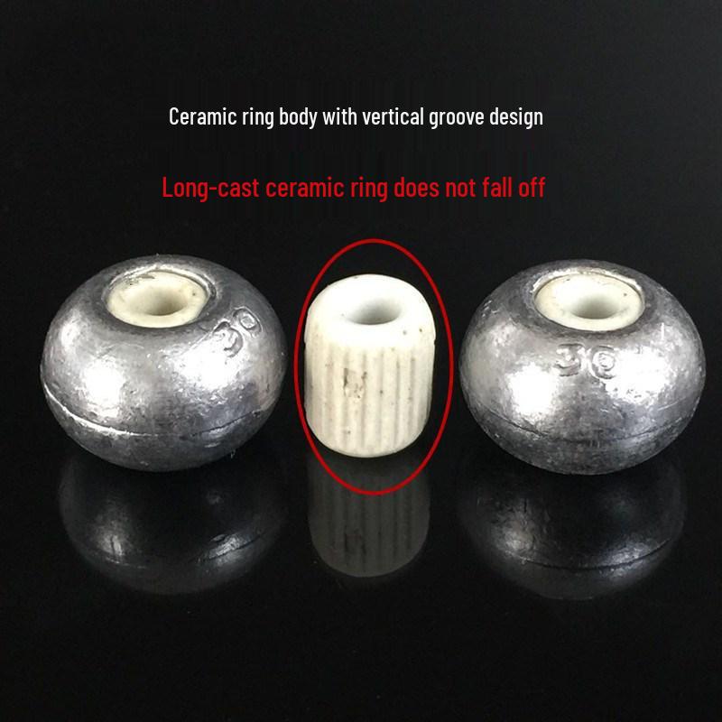 Hollow Lead Sinker with Bead-shaped Ceramic Ring - Wind-resistant Silver Carp Bighead Fishing Tackle Accessories