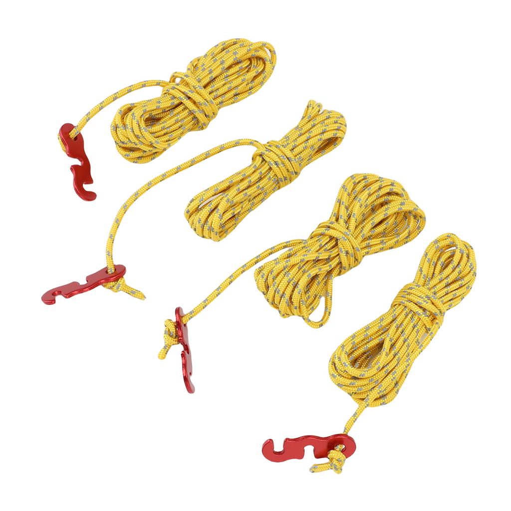 4Pcs Outdoor Camping Rope 9.8ft Nylon Wind Proof Reflective Strip Adjustable Length Tent Cord Tie