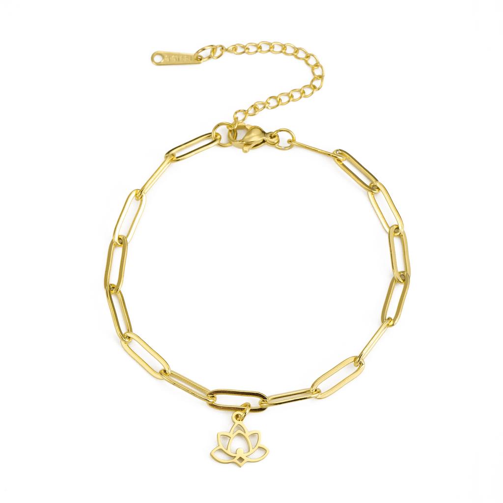Hollow Lotus Pendant Bracelet in Titanium Steel Retro Minimalist Women's Jewelry Fashion Accessory