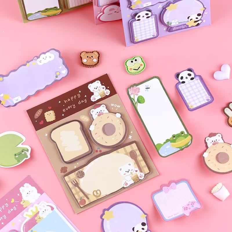 Office School Supplies Cute Style Note Ins High Girl Heart Animal Panda Bread Bear N Times Sticker Can Be Pasted Paper Kawai