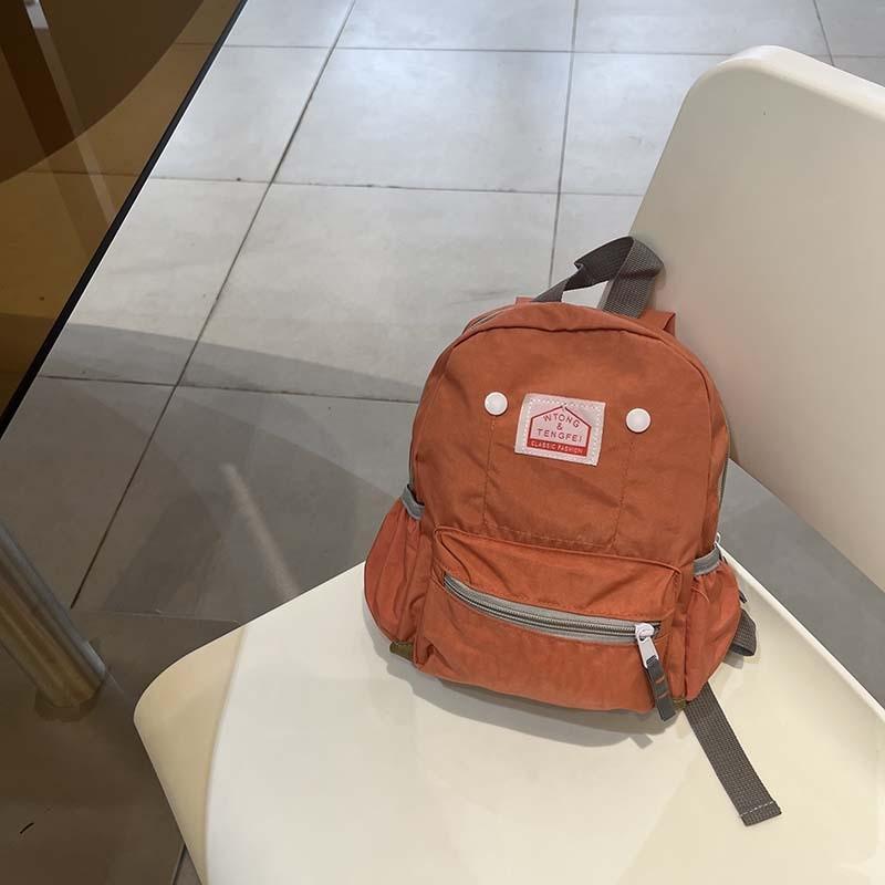 Solid Simple Color Letter Decoration Children Backpack With Pocket Multi