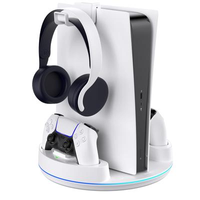 NEWDERY PS5 Controller Charging Stand for PS5 Vertical Stand for Simultaneous Storage Easy RGB Overcharge Cable White Slim/PS5/PS5 Pro, Charging,