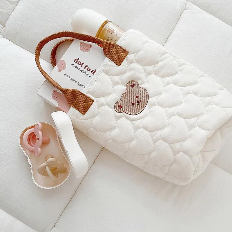 

Подвесная сумка для мамы Bear, стеганая сумка для коляски в корейском стиле, переносная сумка для подгузников для мамы, сумка для беременных, органайзер для детских вещей