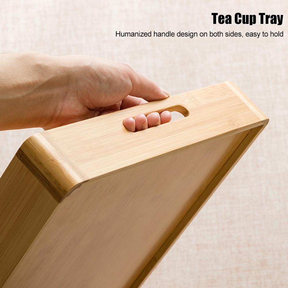 Household Bamboo Fruit Dessert Food Serving Plate Holder Multi Function Tea Cup Tray Tableware