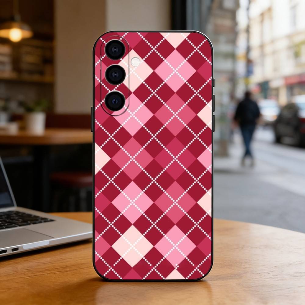 Karierter Hintergrund Handyhülle Für Samsung Galaxy A73,A72,A71,A70,A53,A52,A51,Weiche Silikon Schwarze Hülle