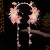 Crystal Chinese Ancient Hairband Beads Swaying Fairy Headwear Hanfu Tassel Hair Hoop  Cheongsam