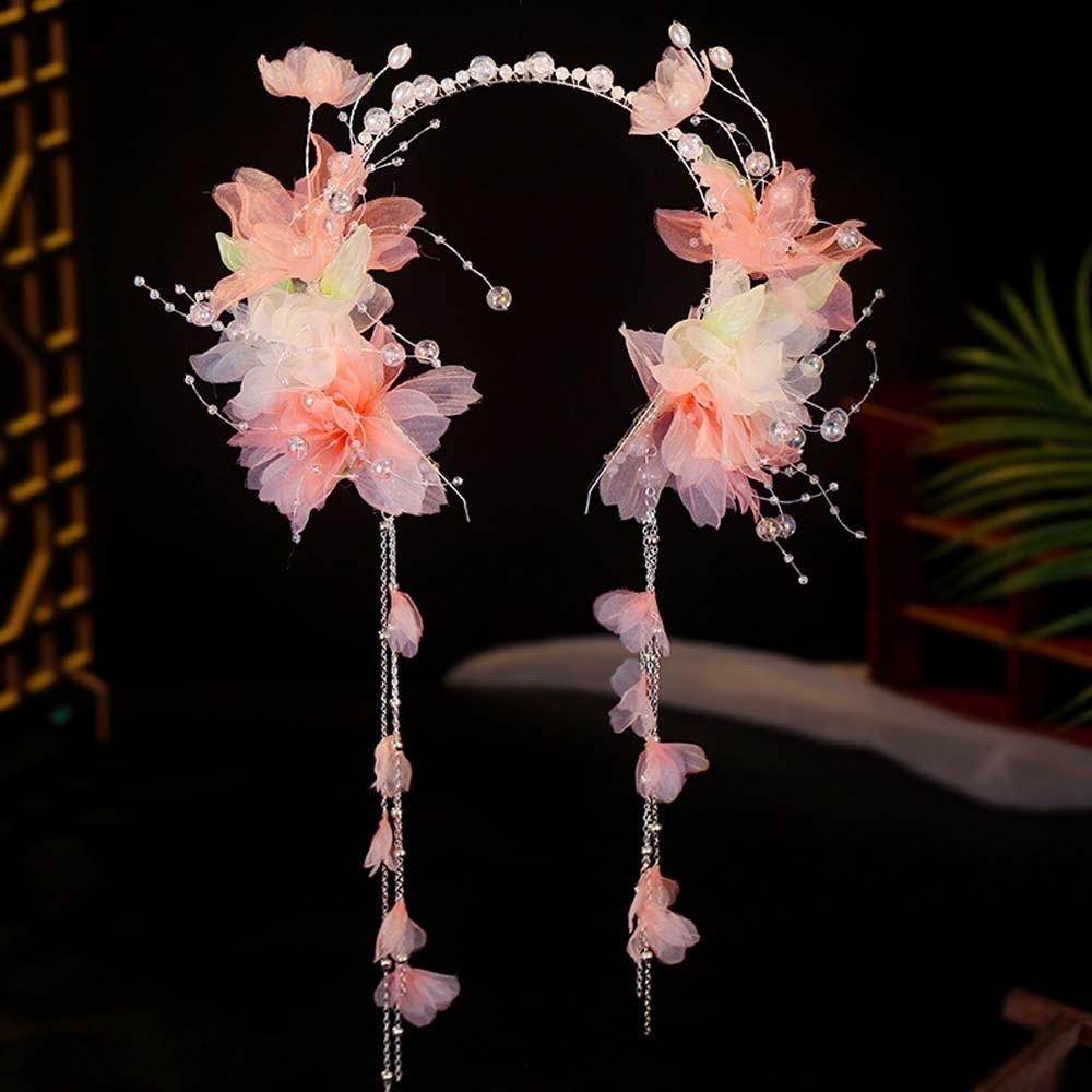 Crystal Chinese Ancient Hairband Beads Swaying Fairy Headwear Hanfu Tassel Hair Hoop  Cheongsam