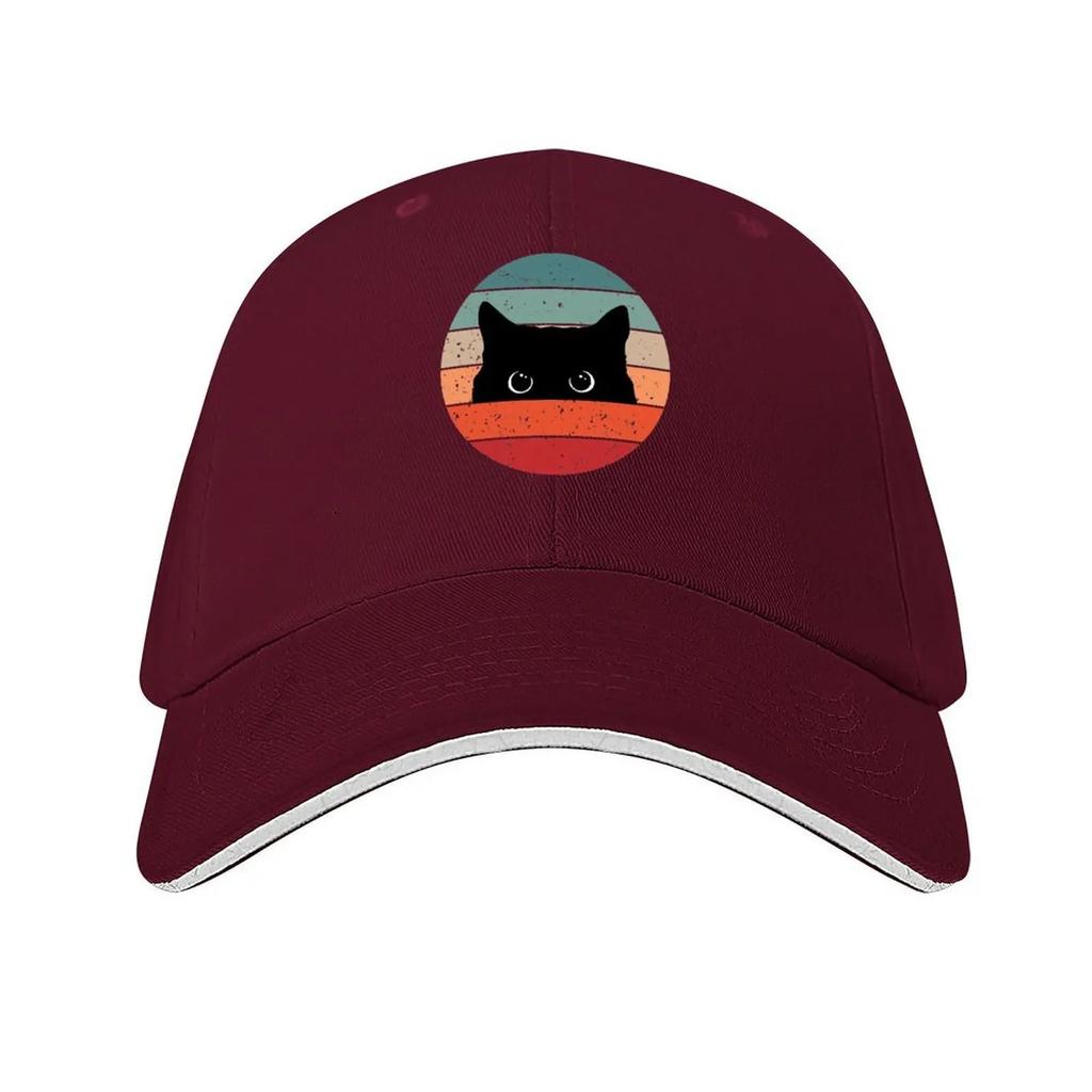 Black Cat Peeking Vintage Baseball Cap birthday sun caps Hat Man Luxury Snapback Cap Womens Beach Mens