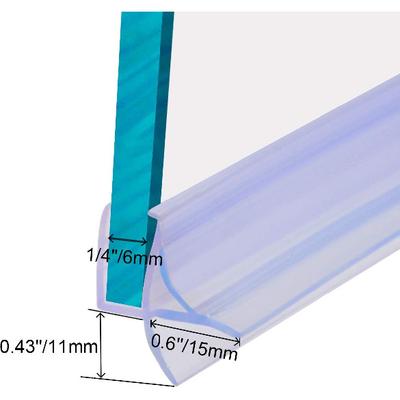 Glass Door Bottom Seal, Cutable Waterproof Strip for 1/4" Glass, 27.5" Length, Shower Door Sweep Stop Shower Leaks