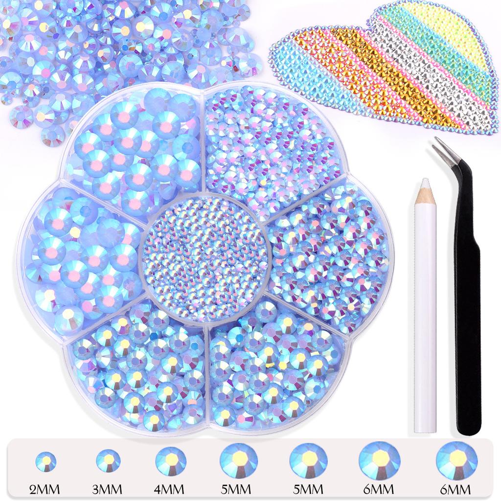 7 Grid Plum Blossom Boxed Resin Flat Bottom Nail Art Jewelry Jelly Diamond Violent Bear Ab Rhinestone Diy Clothing Diamond Sticker
