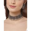Shining Diva Fashion Latest Stylish Fancy Oxidised Silver Tribal Choker Necklace Jewellery Set for Women , Multicolour