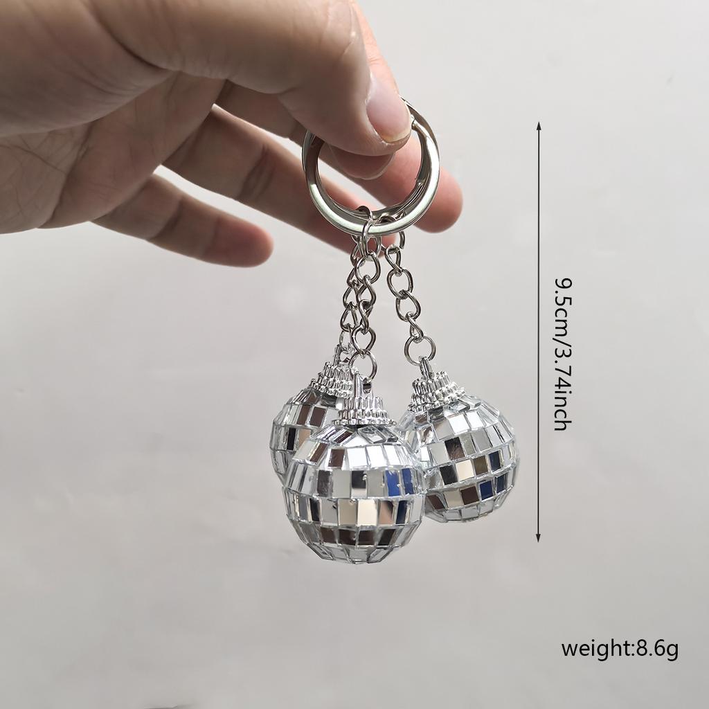 Retro Disco Ball Keychain Mirror Reflective Christmas Ball Pendant Key Ring Couple Family Keychain Pendant