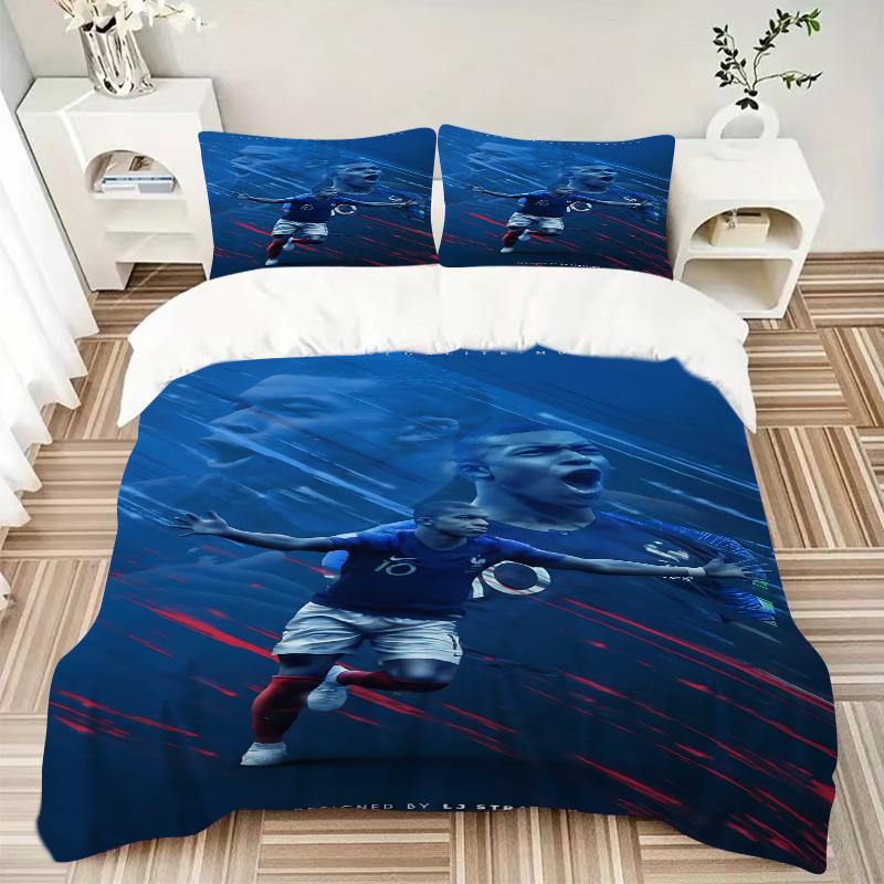 3Pcs Football Passion Kylian Mbapp Bedding Sets For All Sizes New 3D Printed Bed Cover Comforter Duvet Cover Pillowcase Bedroom Decoration