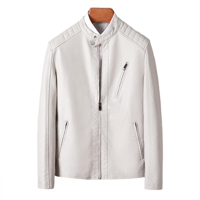 Men Leather Jacket Stand Collar Slim Pu Leather Jackets Spring Autumn Fashion Mens Motorcycle Causal Coat Male Moto Biker Coats