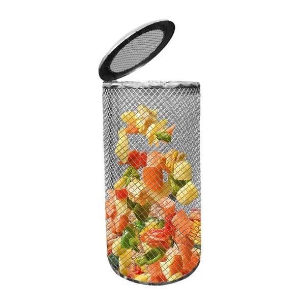 Panier à cylindre roulant multi-usages, gril en acier inoxydable, maille Portable, Cage rotative pour Barbecue, four, accessoires de Barbecue à domicile