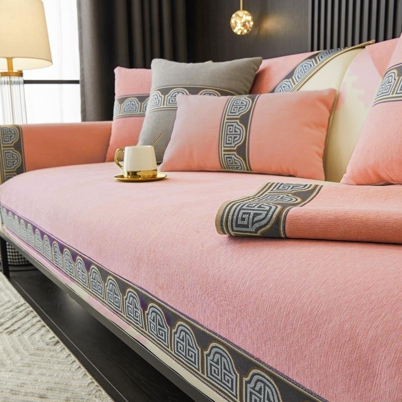 Vintage-Inspired Solid Chenille Sofa Cover for All Seasons Living Room Non-slip Sofa Seat Cover Couch Slipcover, Sofa Towel