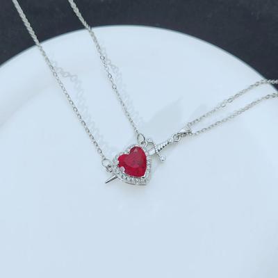 Tk Couple Love Necklace, Personalized Versatile Men'S And Women'S Models, One Arrow Through The Heart, Collarbone Chain Accessories