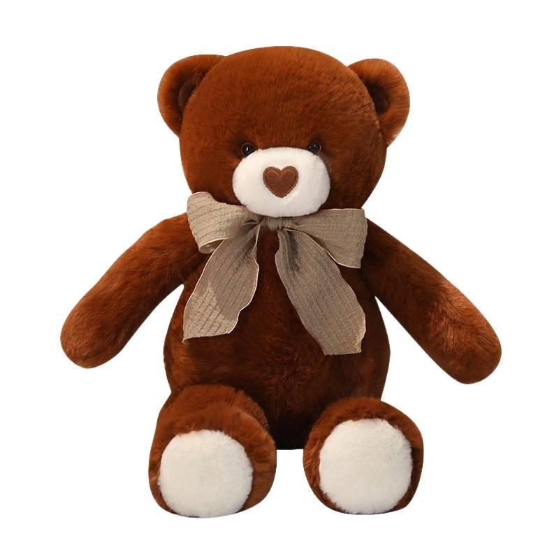 Adorable Ribbon Teddy Bear Plush Toy - Soft Hugging Pillow for Girls