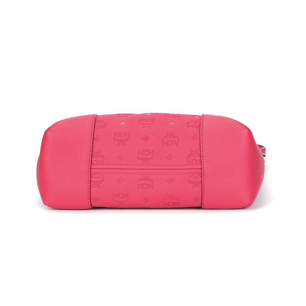 MCM Pink Embossed Visetos Leather Hobo Shoulder Bag for Daily & Travel Use
