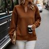 BFCCQB Women's Fashion Casual Solid Color Print Autumn Winter V-Neck Long Sleeve Hoodie