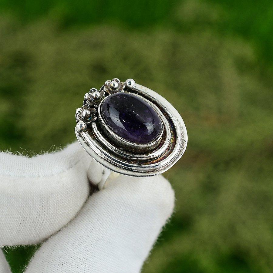 Gift For Her Natural Star Amethyst Promise Adjustable Ring 925 Silver Adjustable