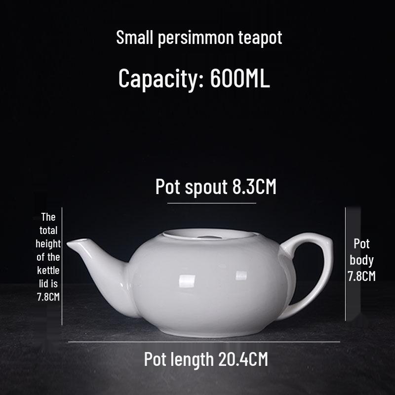 Large Ceramic White Teapot - Creative Persimmon Design for Home & Restaurant